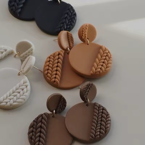 4-Pair Knit Two-Tier Dangle Stud - Handmade Earrings - Picture 1 of 6